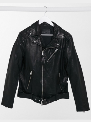 Allsaints Rigg Leather Biker Jacket In Black