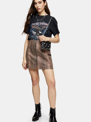 Sand Snake Print Zip Front Skirt