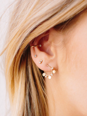 14k Itty Bitty Discs And Diamonds Front Facing Small Hoops