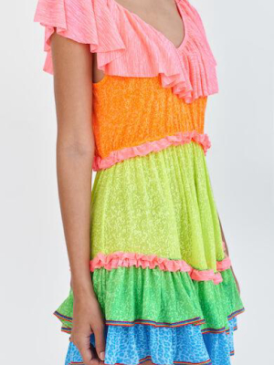 Rainbow Ruffle Mini Dress