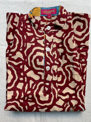 Medium Baby Kurta In Spiral Maroon