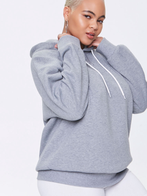 Plus Size Fleece Drawstring Hoodie