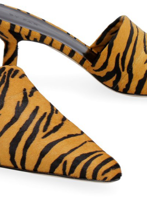 By Far Cynthia Tiger Patterned Mules