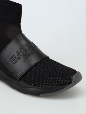 Balmain Logo Embossed Sock Sneakers