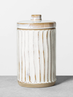 Embossed Stoneware Reactive Glaze Bath Canister Sour Cream - Hearth & Hand™ With Magnolia