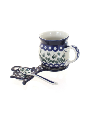 Blue Rose Polish Pottery Alyce Mug & Saucer Gift Set