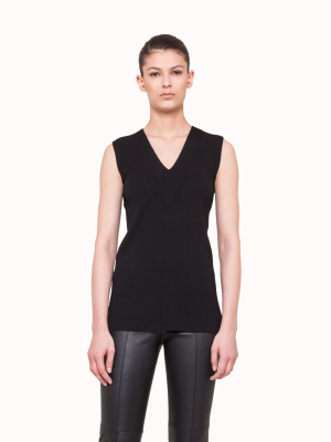 Sleeveless Wool V-neck Top