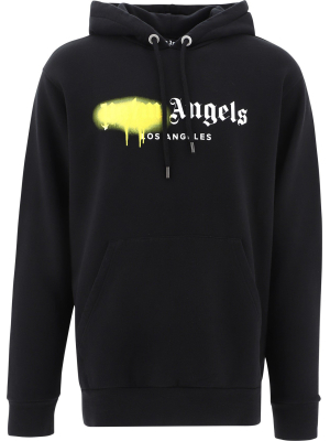 Palm Angels Sprayed Logo-printed Drawstring Hoodie