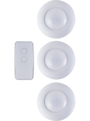 Energizer 3pk Led Puck Cabinet Lights Wireless With Remote White