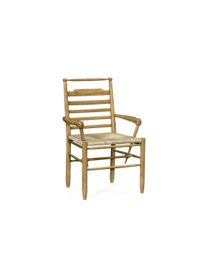 Ladder Back Country Arm Chair With A Rush Seat