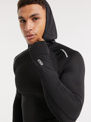 Asos 4505 Icon Muscle Running Long Sleeve T-shirt With Hood
