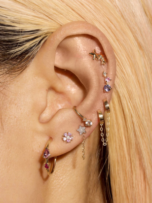 Pave Diamond Star Front To Back Chain Earring