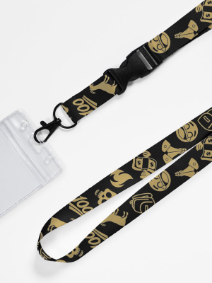 Emoticons Gold Lanyard