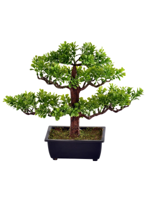 Vickerman 10" Artificial Potted Murraya Bonsai Tree.