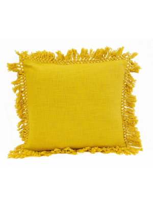 20"x20" Simone Cotton Fringe Trim Pillow - Décor Therapy