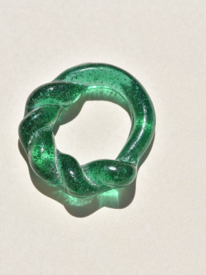 Emerald Half Twist Glass Ring