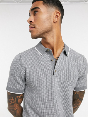 Selected Homme Knitted Polo In Gray