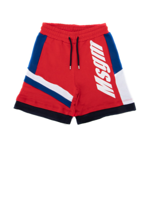 Msgm Kids Logo Print Drawstring Shorts