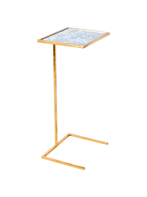 Worlds Away Cigar Table In Gold Leaf With Antique Mirror Top