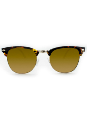 Women's Retro Browline Tortoise Shell Print Sunglasses - A New Day™ Brown