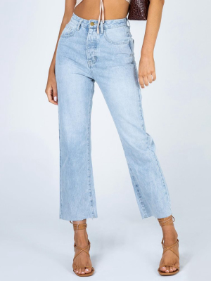 Angela Cropped Jeans Light Wash Denim