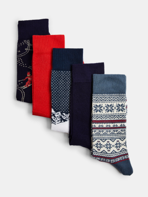 Christmas Alpine 5 Pack Socks