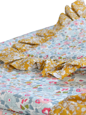 Ruffle Bedspread Made With Liberty Fabric Betsy Grey & Capel Mustard