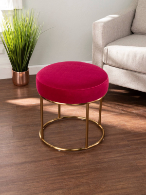 Vilhad Round Upholstered Ottoman Pink/gold - Aiden Lane