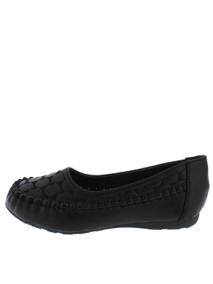 Kd110km Black Circle Stitch Ballet Kids Flat