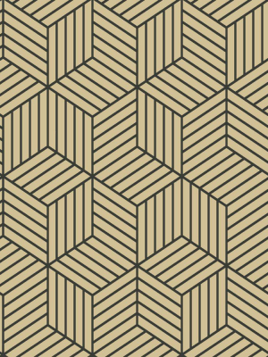 Stripped Hexagon Peel & Stick Wallpaper In Gold And Black By Roommates For York Wallcoverings