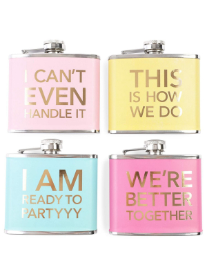Juvale Pack Of 4 Stainless Steel Flask, Hip Flasks For 5oz Liquor, 4 Trendy Colorful Designs For Wedding & Bachelorette Party Favors