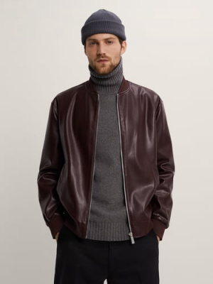 Faux Leather Bomber Jacket