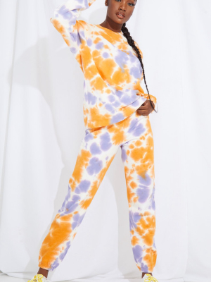 Tall Orange Oversized Tie Dye Joggers