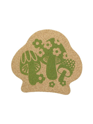 Crowded Coop, Llc Single Retro Cork Drink Coaster -mushrooms