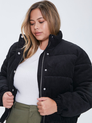 Plus Size Corduroy Puffer Jacket