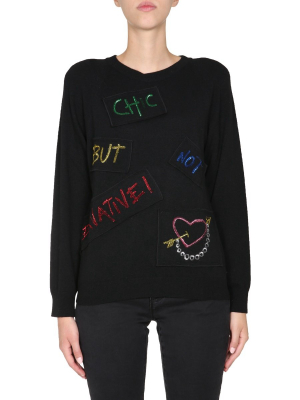 Boutique Moschino Patch Embroidered Sweater