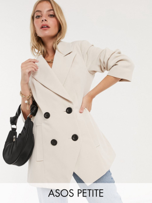 Asos Design Petite Asymmetric Bonded Crepe Jacket In Mink