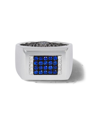 Effy Men's 14k White Gold Blue Sapphire And Diamond Ring, 0.55 Tcw