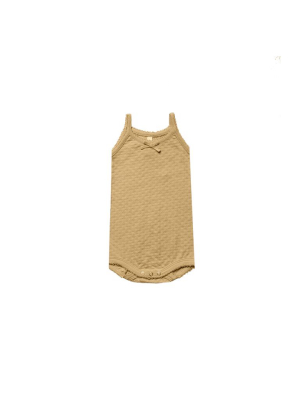 Quincy Mae Pointelle Tank Onesie - Gold