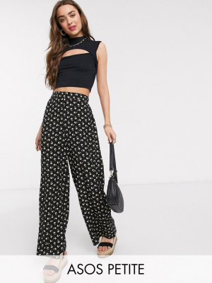 Asos Design Petite Wide Leg Pants In Ditsy Floral