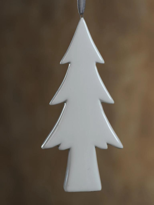 Ceramic White Tree Ornament - Set Of 4