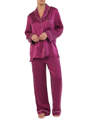 Sylvie Silk Piped Full Length Pj