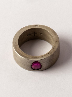 Sistema Ring (0.8 Ct, Punchout Setting, Ruby Faceted Slab, 9mm, Da+rub)