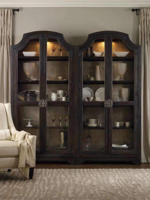 Sanctuary Glass Bunching Curio-ebony Antiqued Oak