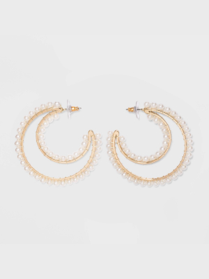 Sugarfix By Baublebar Crescent Moon Earrings With Pearl - Pearl