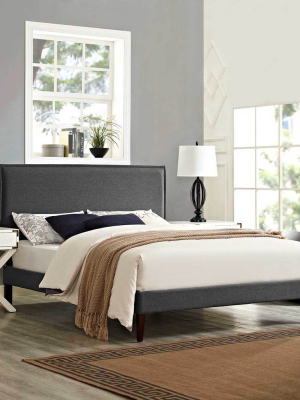 Allen Fabric Platform Bed Gray