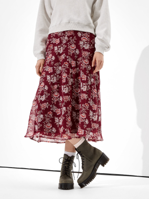 Ae Floral Chiffon Midi Skirt