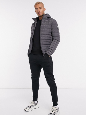 Good For Nothing Quilted Jacket With Hood In Gray