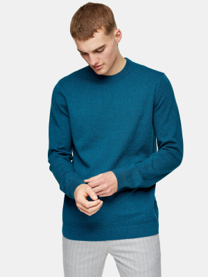 Considered Teal Twist Crew Knitted Sweater
