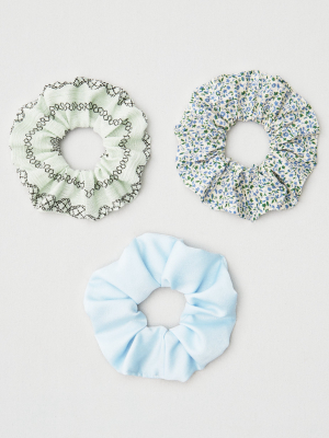 Aeo Blue + Floral Scrunchies 3-pack